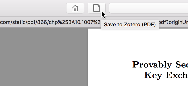 Tooltip when hovering over save button that says 'Save to Zotero (PDF)'