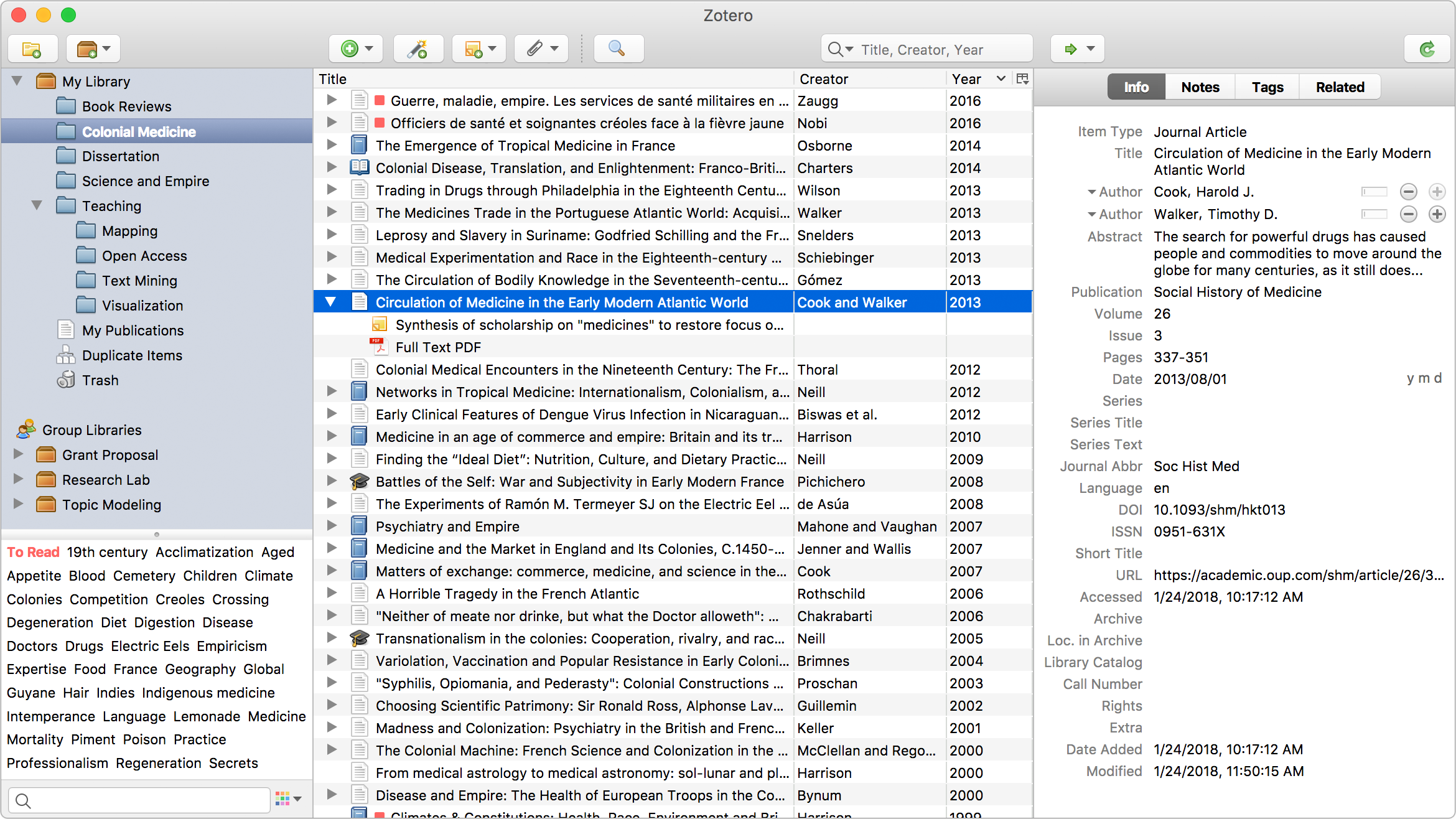 Screeshot of the MacOS app from Zotero.org