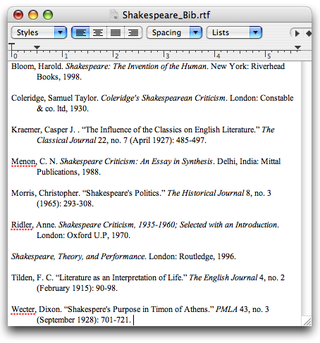 what should a bibliography look like